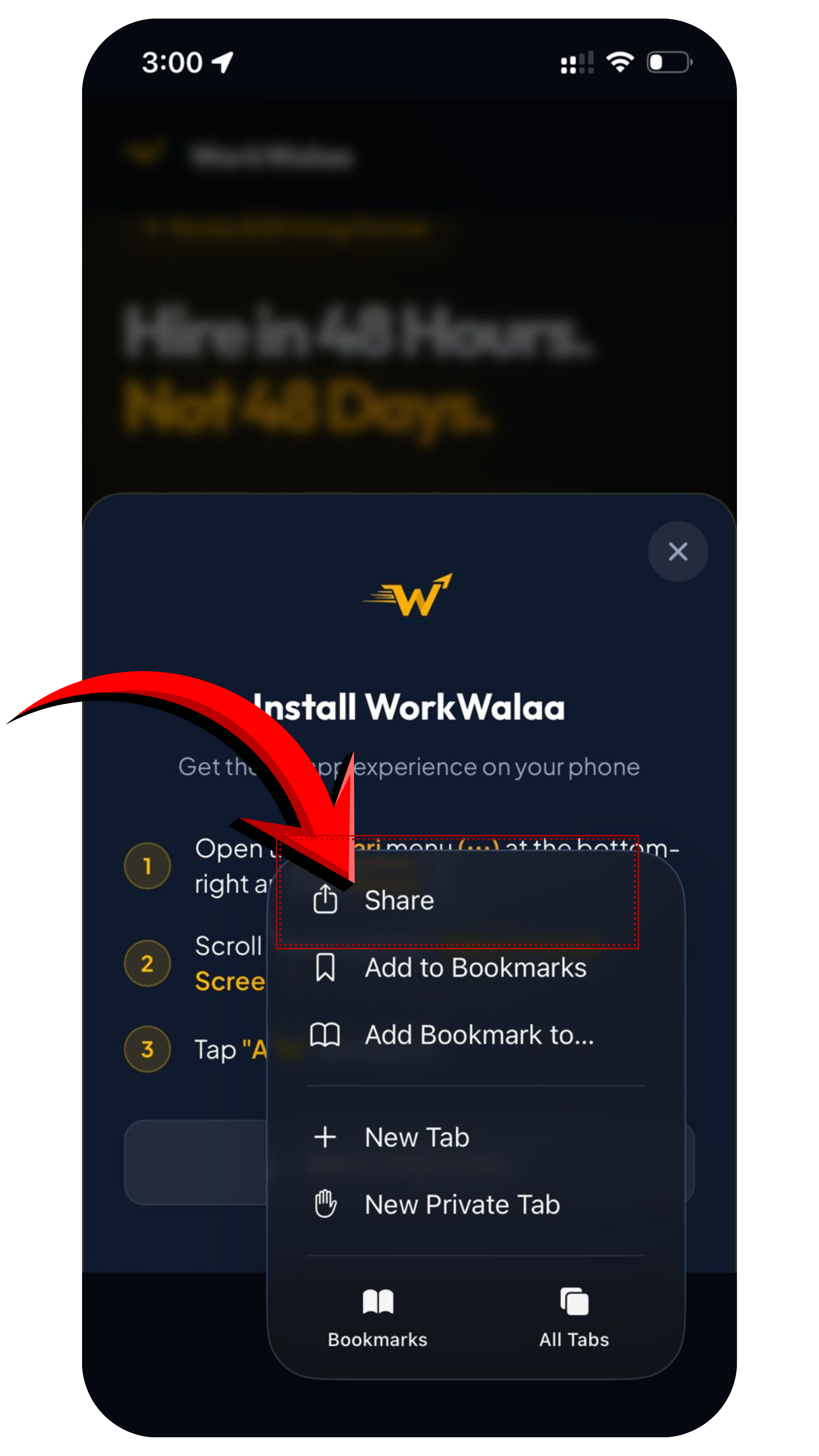 Safari Share menu