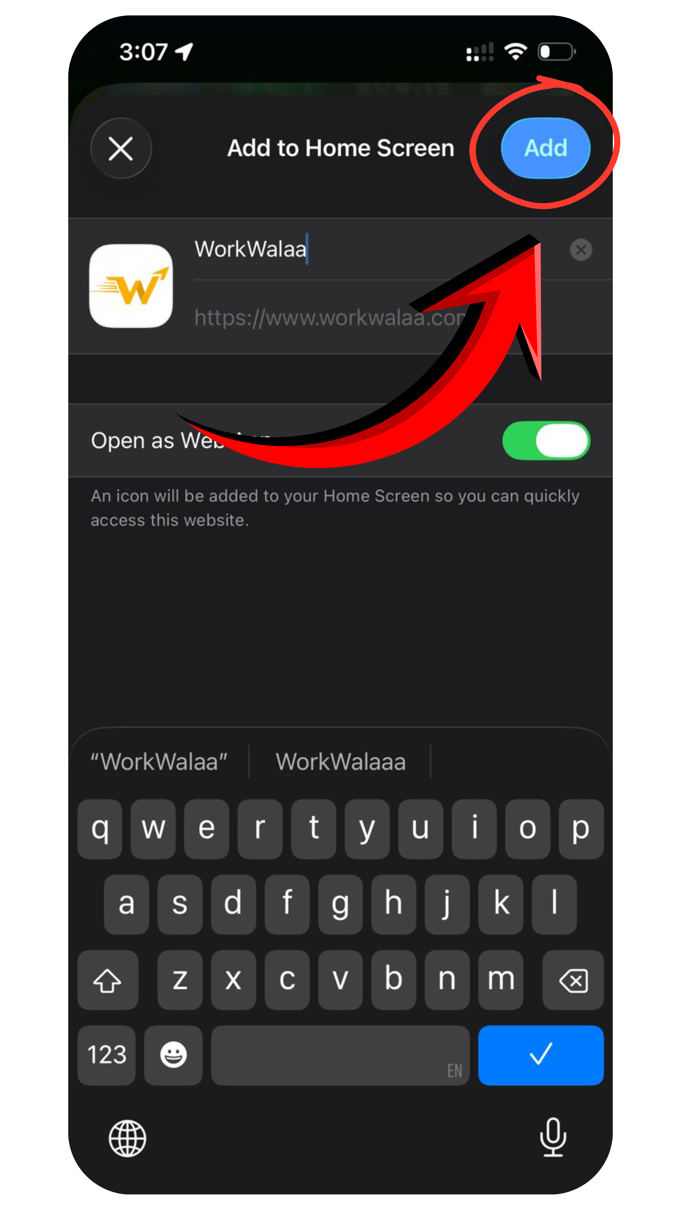 Tap Add to finish