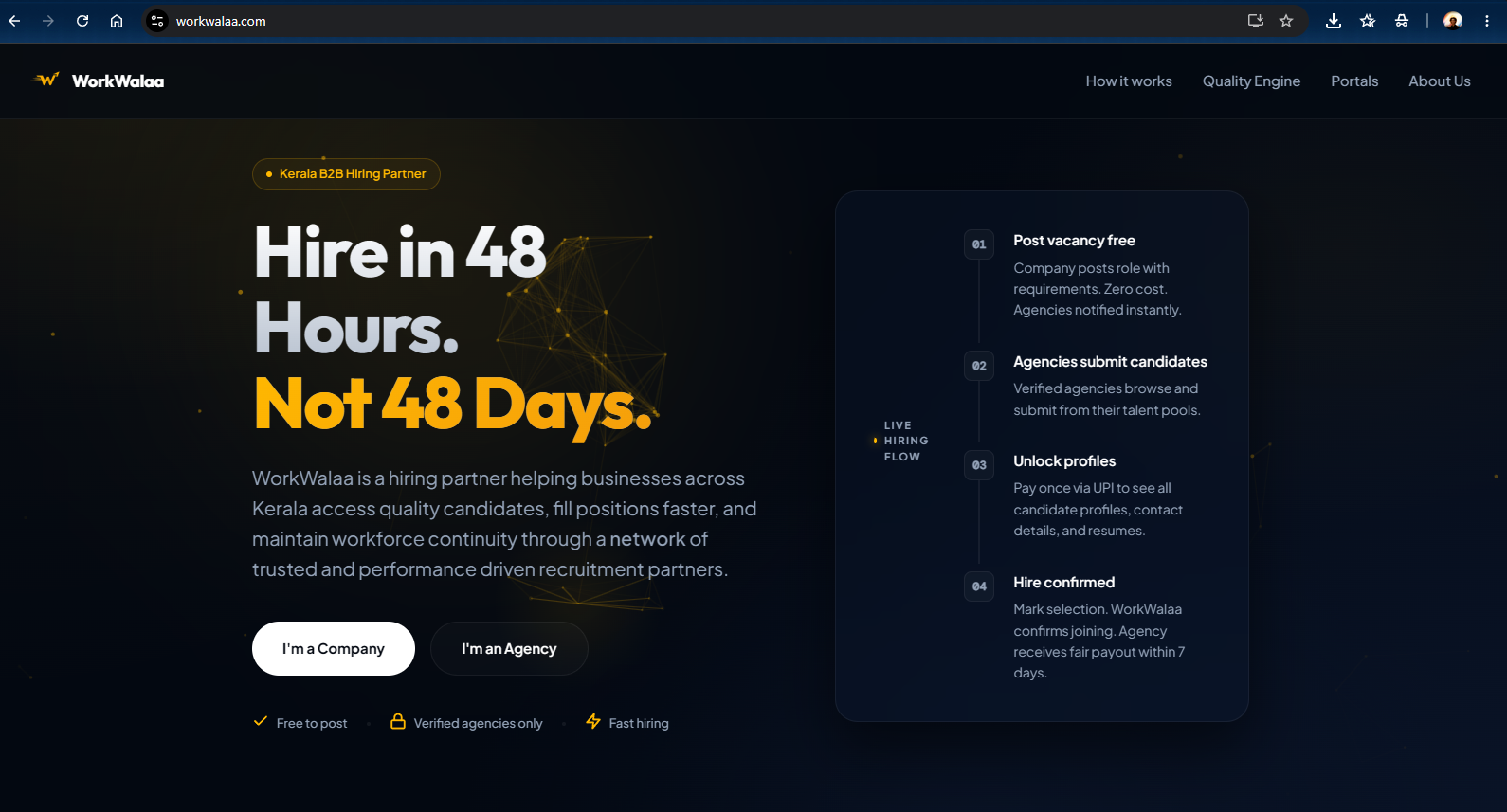 WorkWalaa homepage on desktop